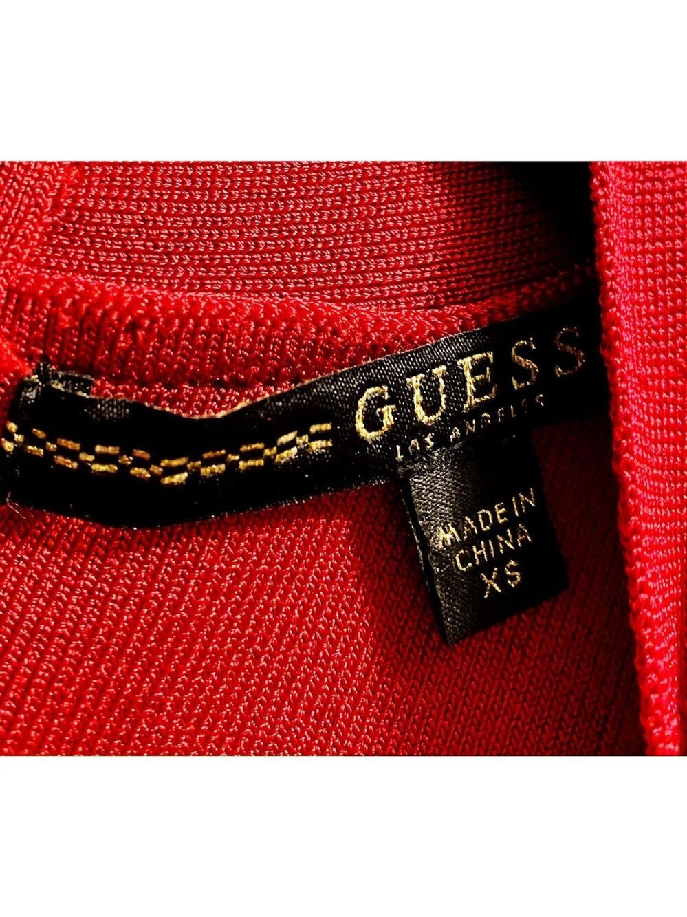 GUESS Red Lace-Up Corset Bodycon Mini Dress XS Gold Zip - Picture 7 of 8